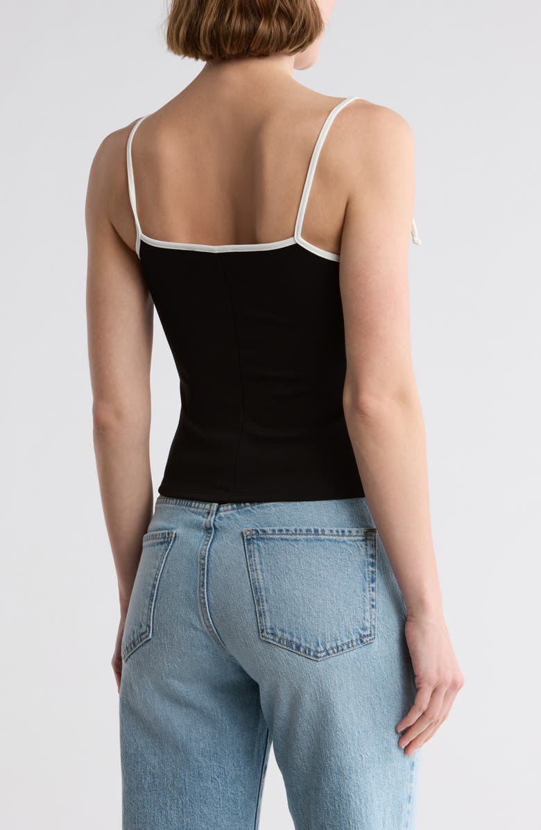 Lush Contrast Tie Strap Tank Top, Alternate, color, Black