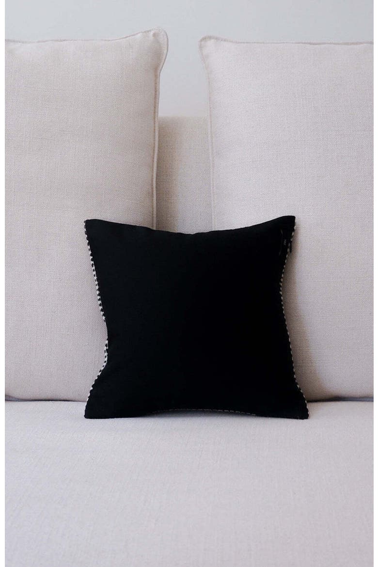 Estrella Striped Edge Pillow Small, Alternate, color, Ivory/Black