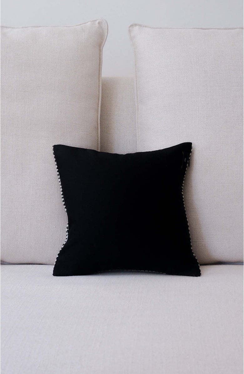 Voz Estrella Striped Edge Pillow Small, Alternate, color, Ivory/Black
