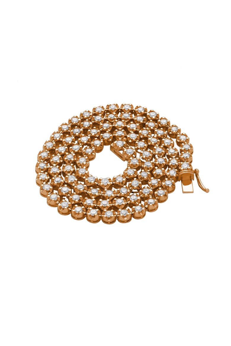 LMJ 14K Rose Gold Diamond Tennis Chain - 6.2 Carats, Alternate, color, 14K Rose Gold