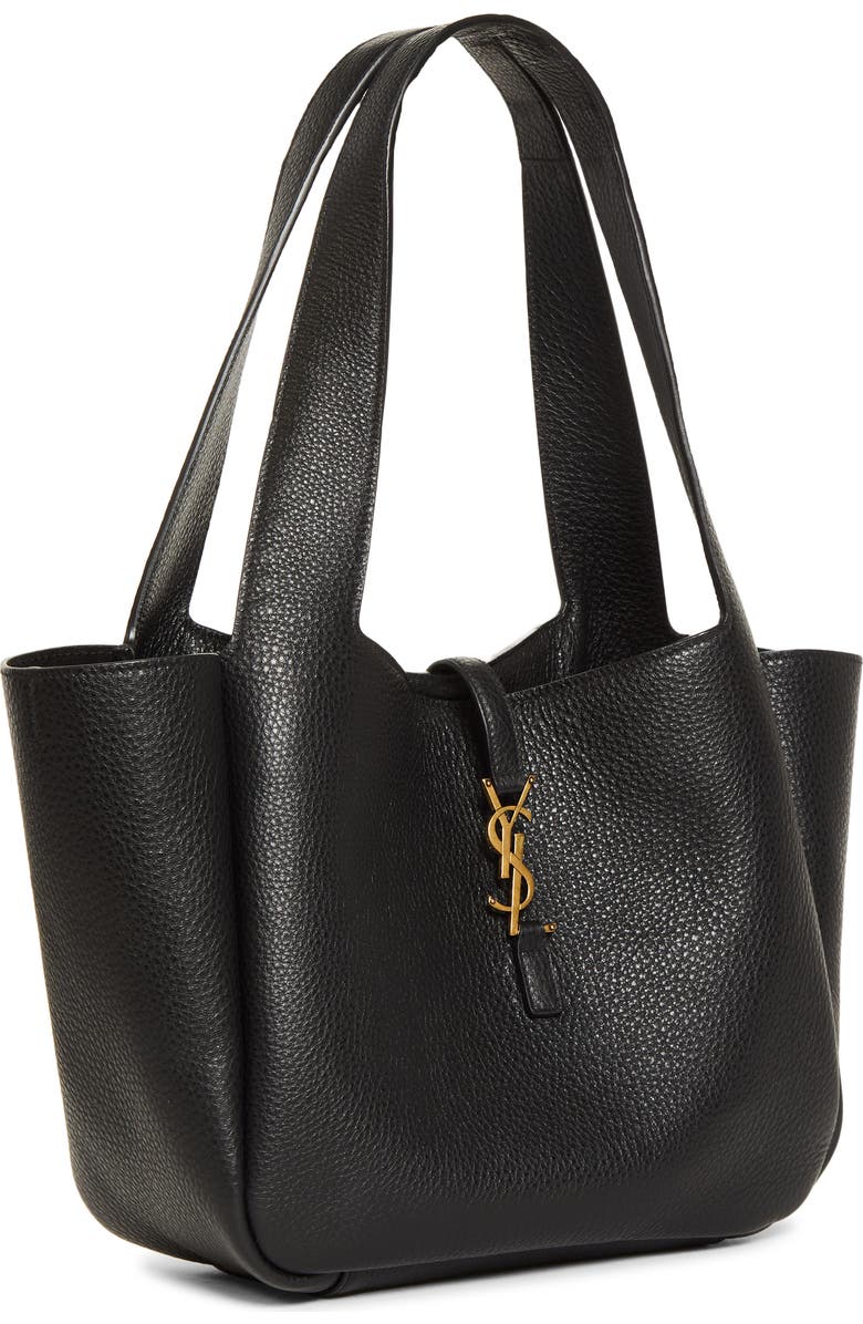 Saint Laurent Small Le 5 À 7 Bea Leather Tote, Alternate, color, Black
