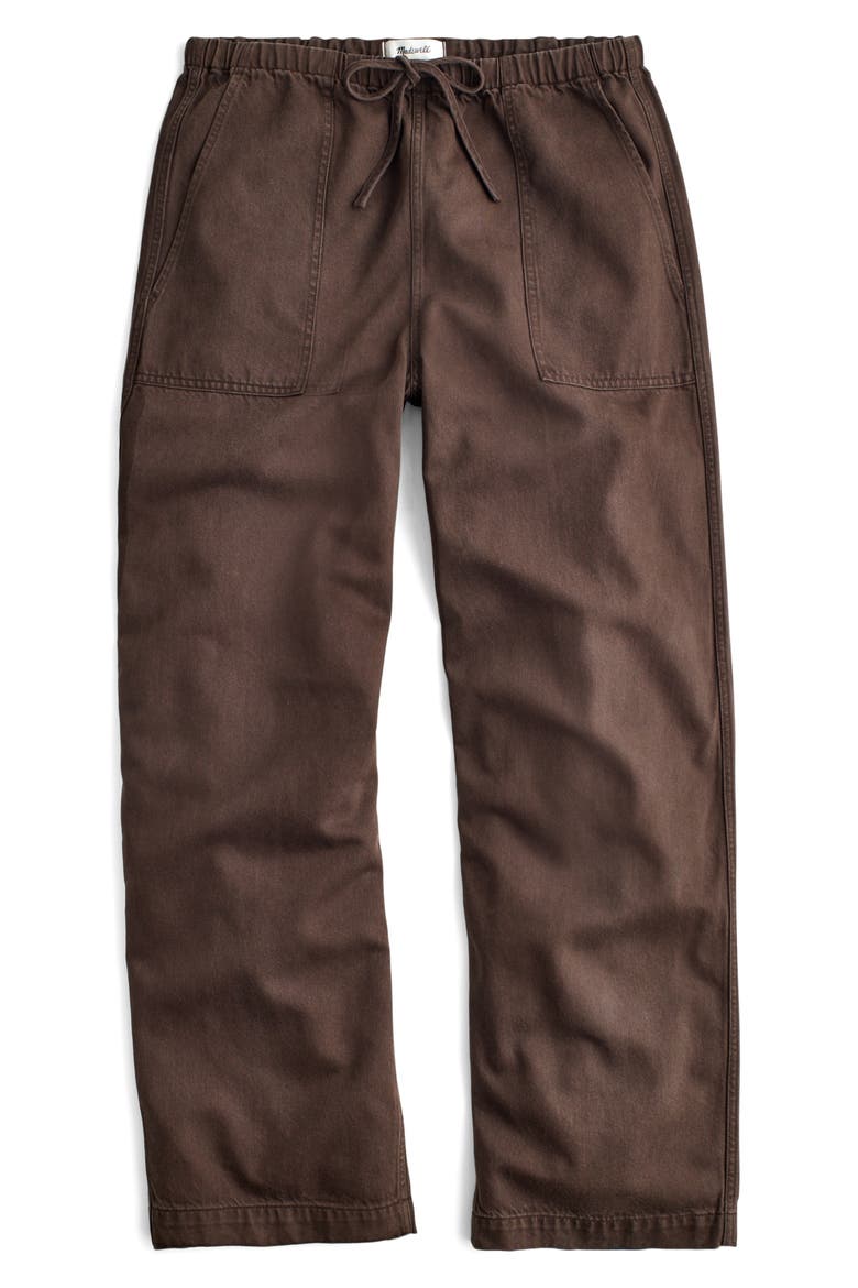 Pull-On Barrel Leg Airy Denim Utility Pants, Main, color, DARK BROWN