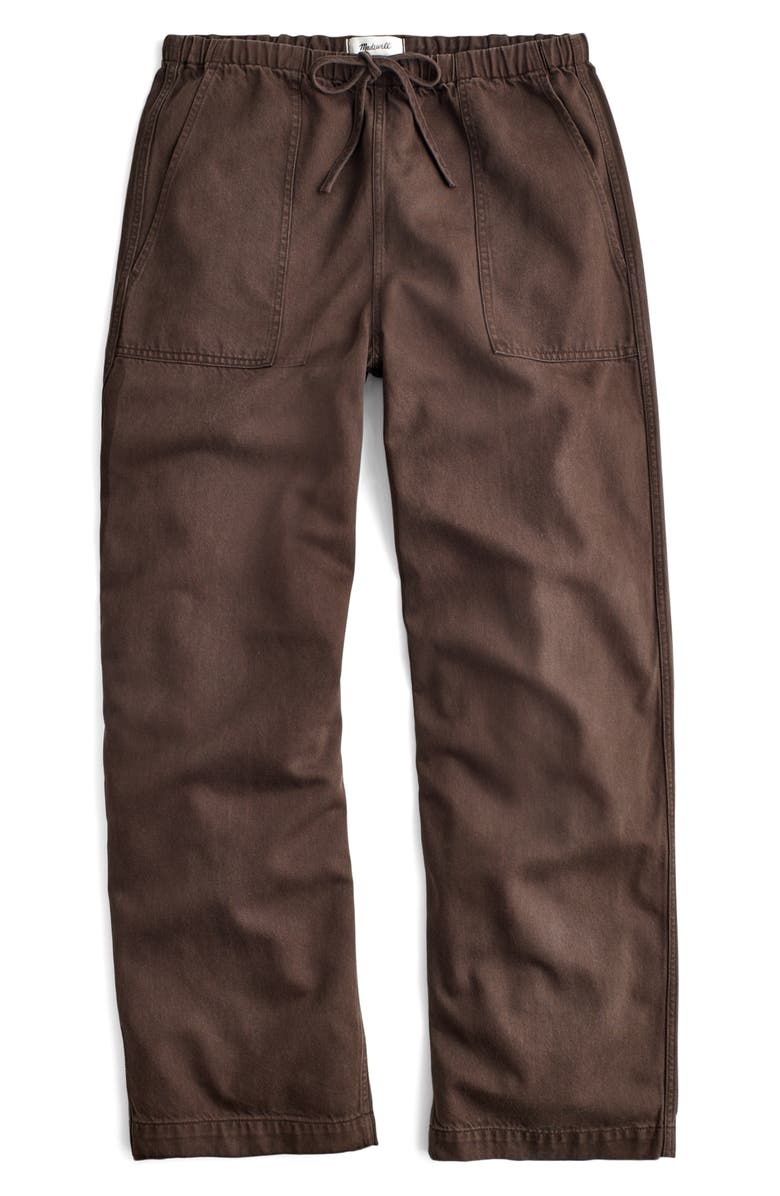 Madewell Pull-On Barrel Leg Airy Denim Utility Pants, Main, color, Dark Brown