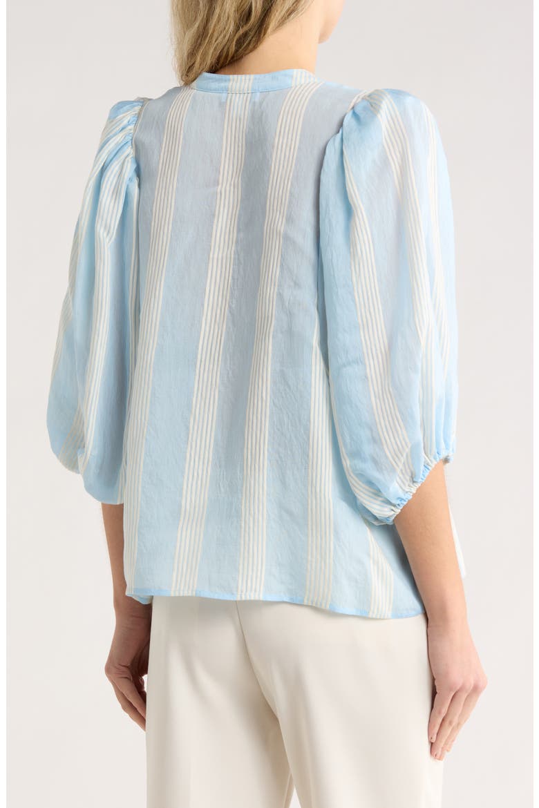 Stripe Balloon Sleeve Button-Up Shirt, Alternate, color, BLUE FLOATY- IVORY DELRAY STP