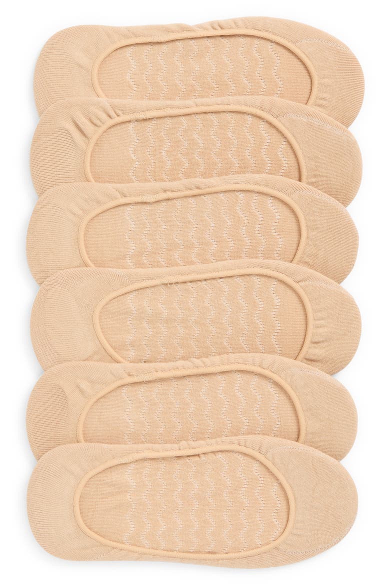 Invisible Comfort 6-Pack Liner Socks, Main, color, CREAM PACK