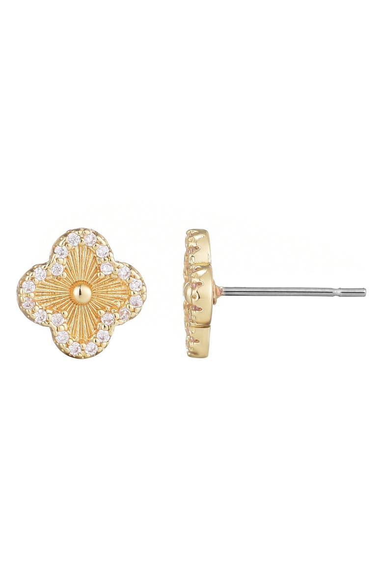 Adornia Pavé CZ Clover Stud Earrings, Alternate, color, Gold