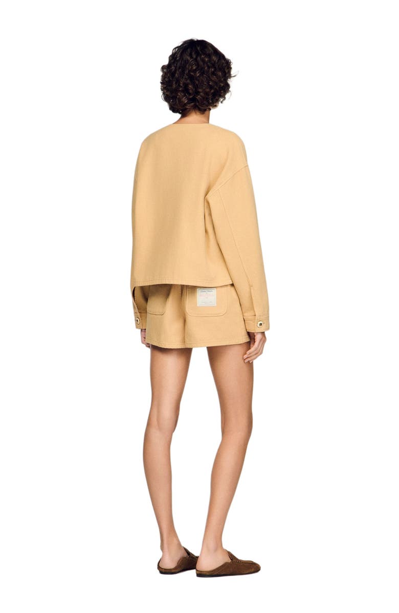 SANDRO Denim jacket, Alternate, color, Beige