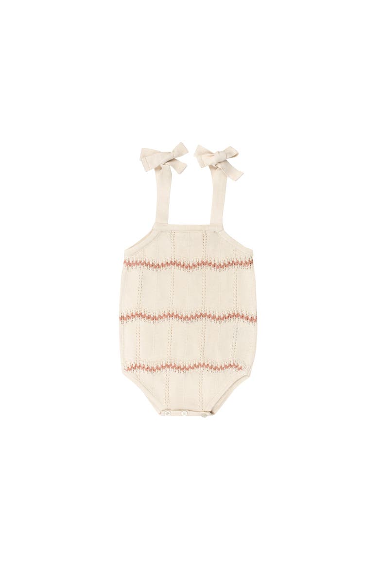 Looms Holland Collection - Girls Wave Knit Romper, Main, color, Ivory/Pink