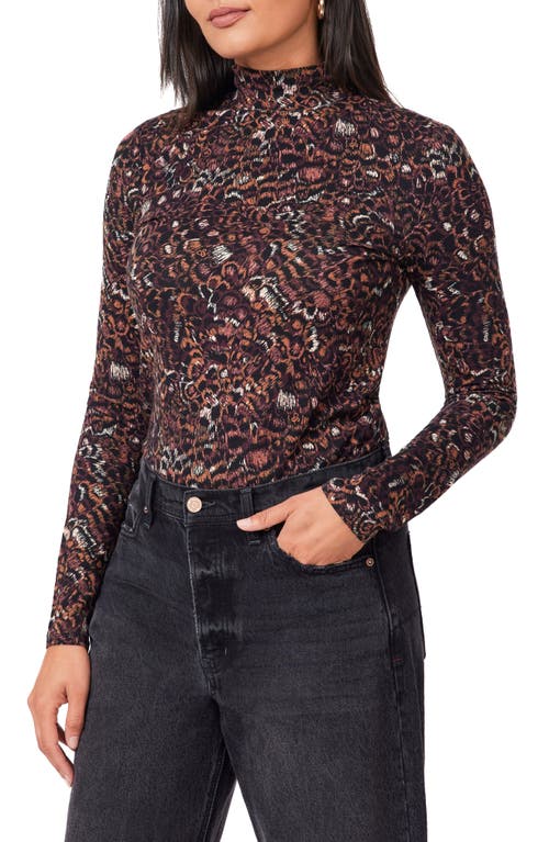 Scotch & Soda Long Sleeve Mock Neck Top In Multi