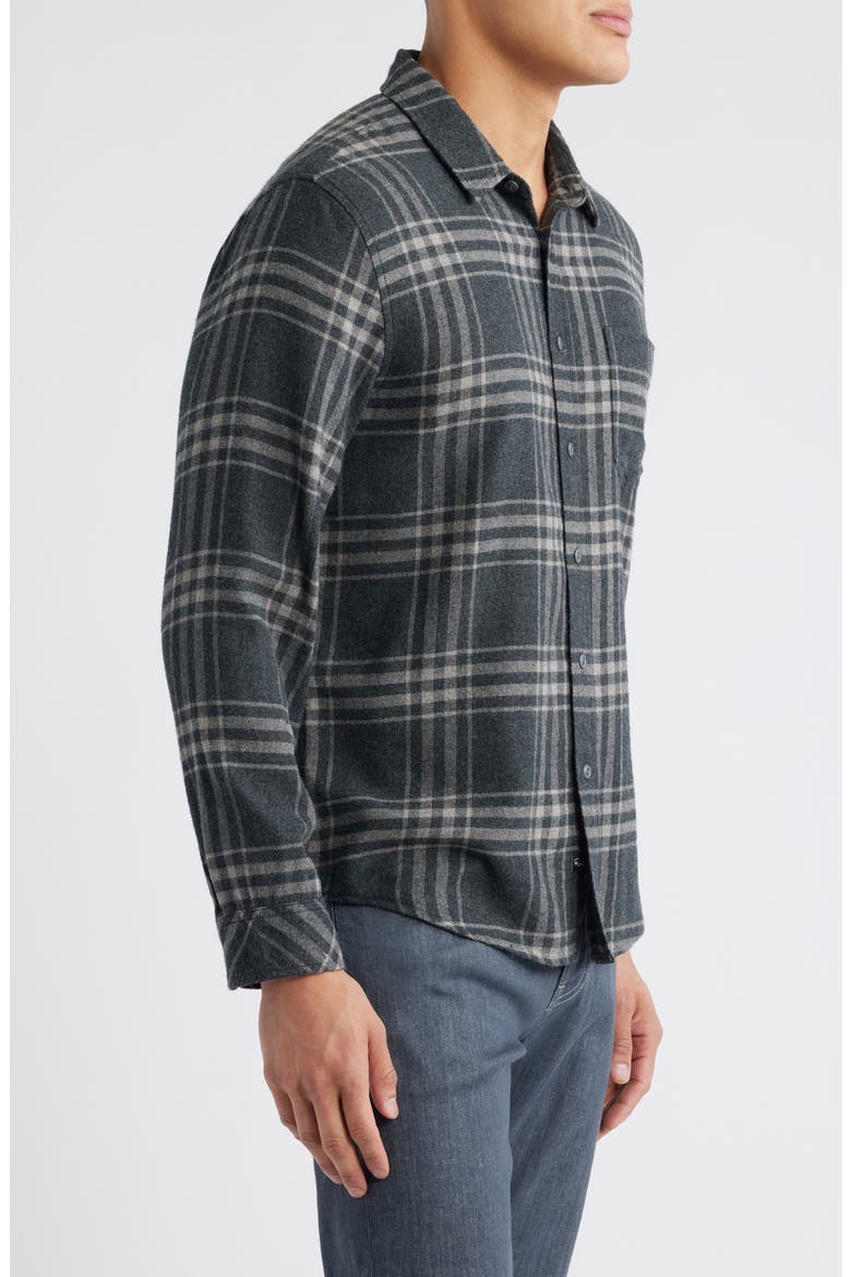Lennox Plaid Flannel Button-Up Shirt, Alternate, color, CHARCOAL WRAITH
