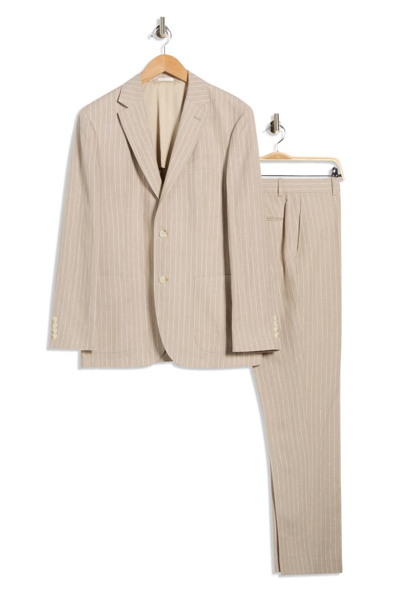 Pinstripe Linen Trim Fit Suit, Alternate, color, ALEX PINSTRIPE