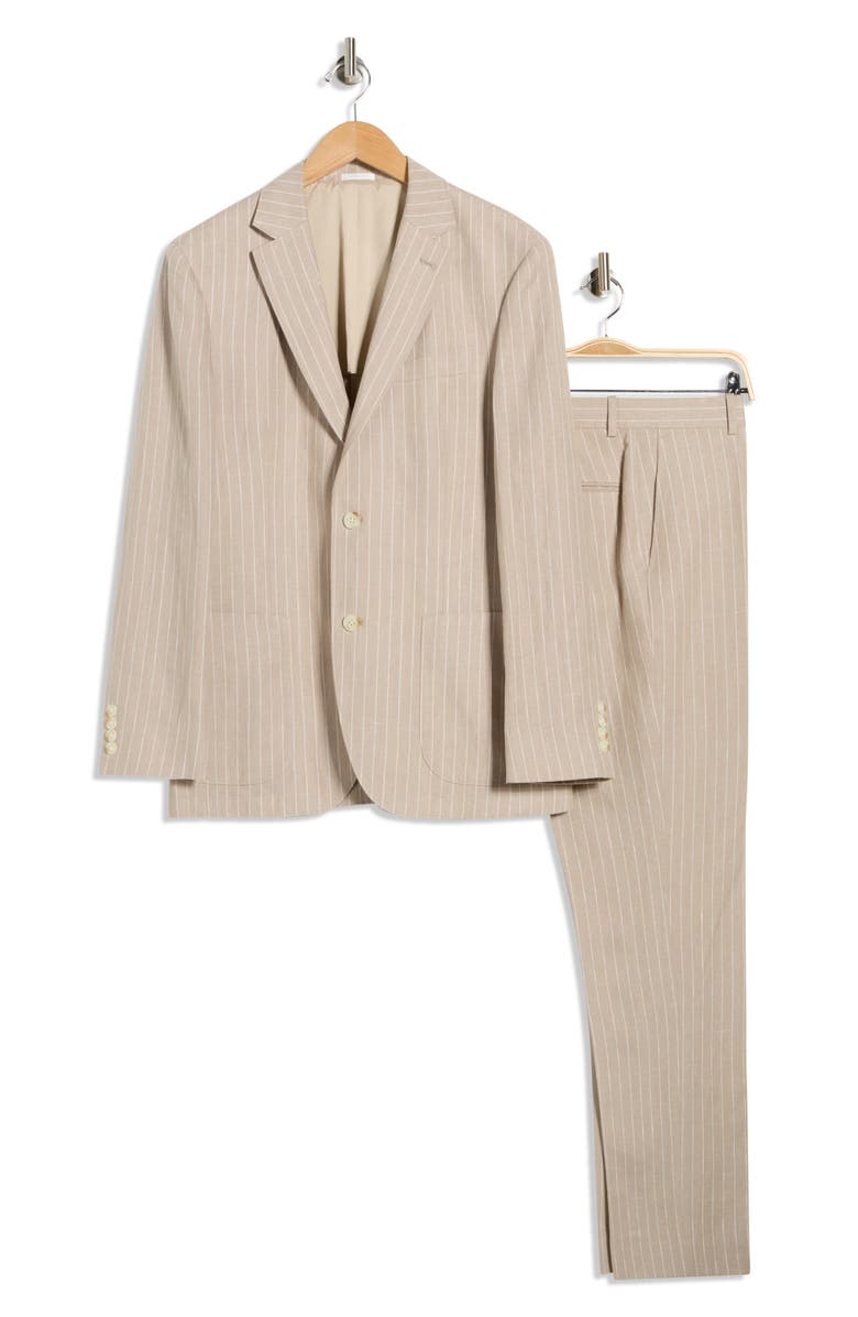 NORDSTROM RACK Pinstripe Linen Trim Fit Suit, Alternate, color, Alex Pinstripe
