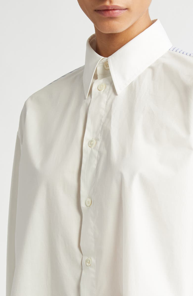 MM6 Maison Margiela Deconstructed Cotton Poplin High-Low Button-Up Shirt, Alternate, color, Off White