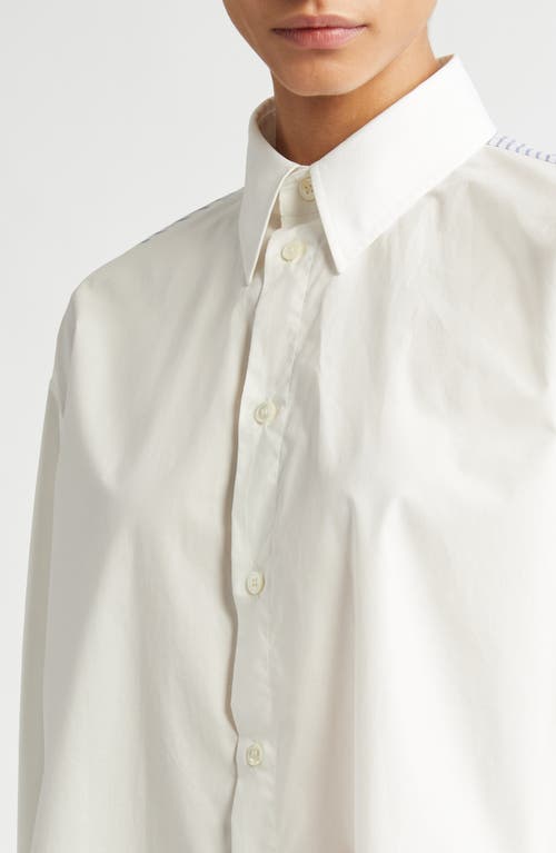 Mm6 Maison Margiela Deconstructed Cotton Poplin High-low Button-up Shirt In Off White