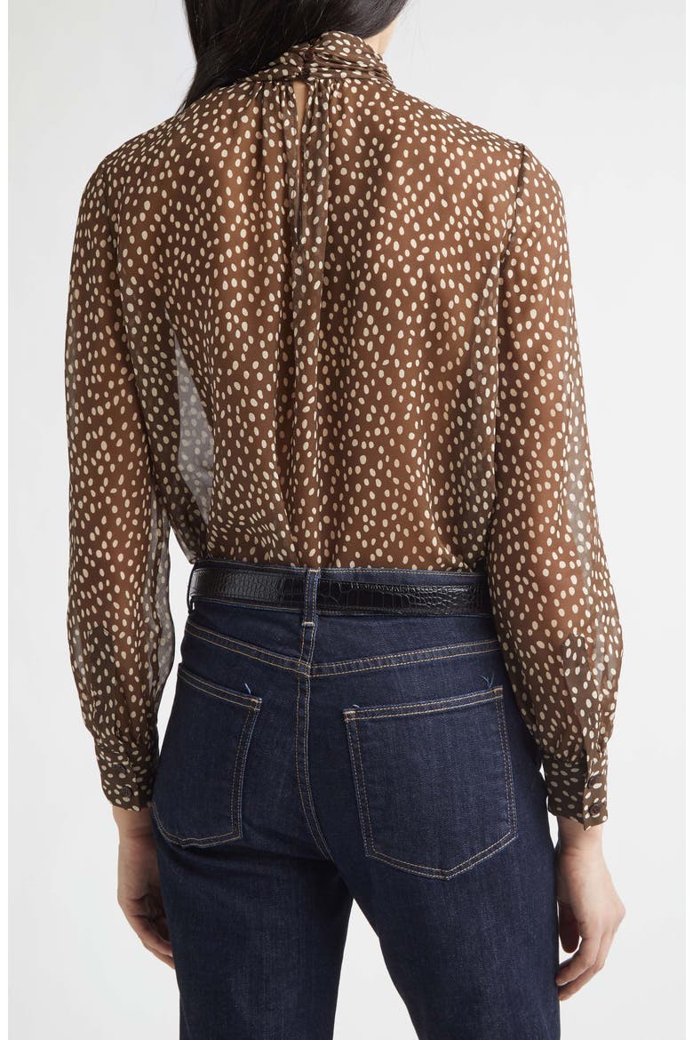 Remie Polka Dot Sheer Silk Chiffon Blouse, Alternate, color, BROWN/ CREAM WILD DOTS