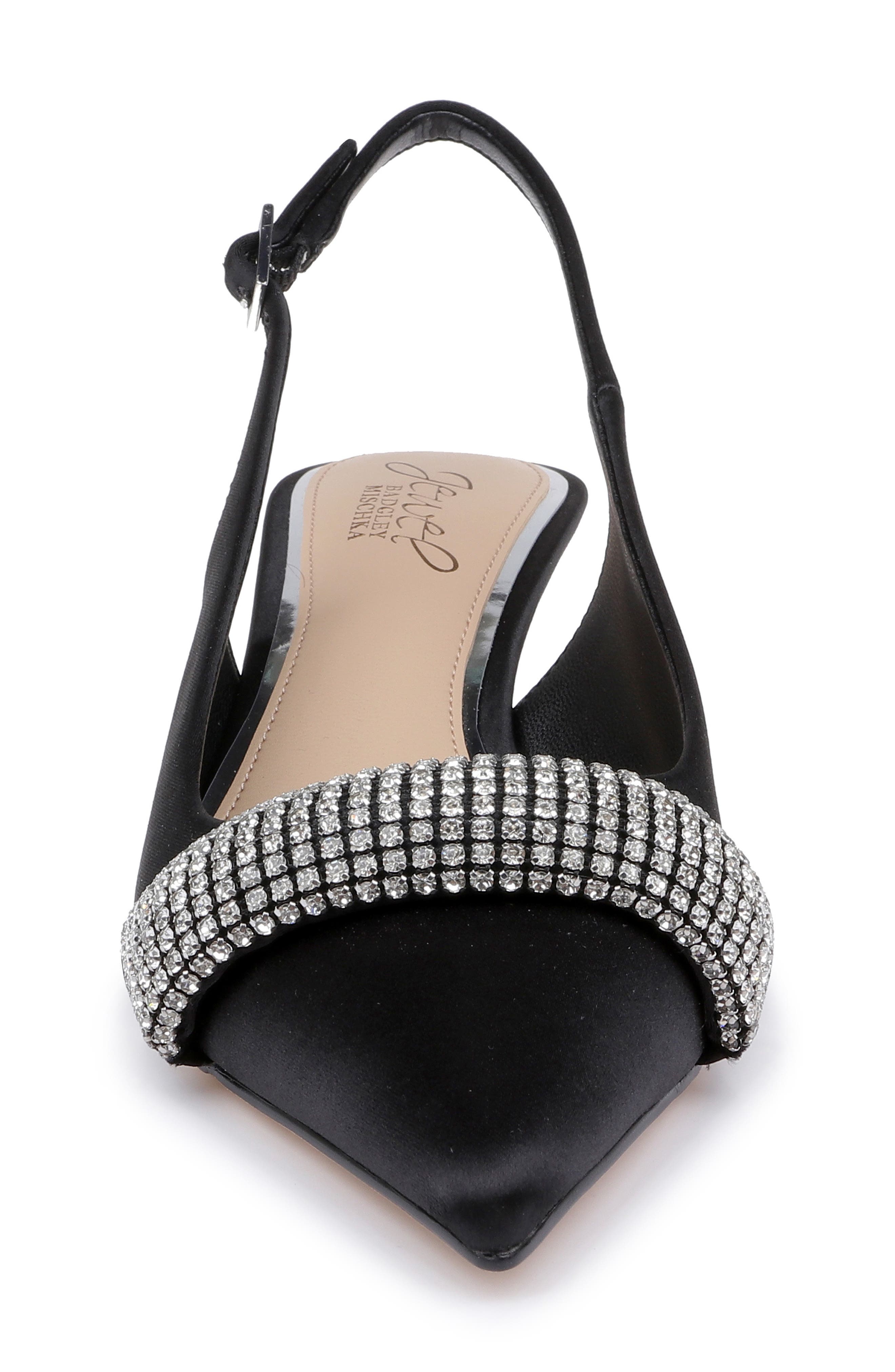 Bibi Pointed Toe Slingback Pump, Alternate, color, BLACK SATIN