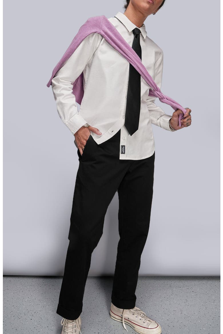The Essential Long Sleeve Oxford Button Up, Alternate, color, WHITE