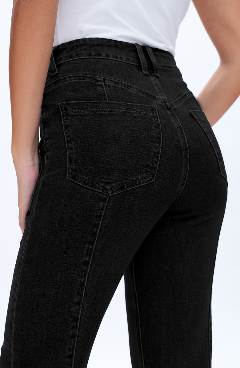 Bayeas Flap Pocket High Waist Relaxed Flare Jeans, Alternate, color, 