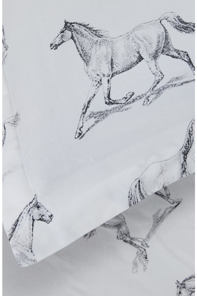 Horse Print 400 Thread Count Cotton Duvet Set, Alternate, color, GREY