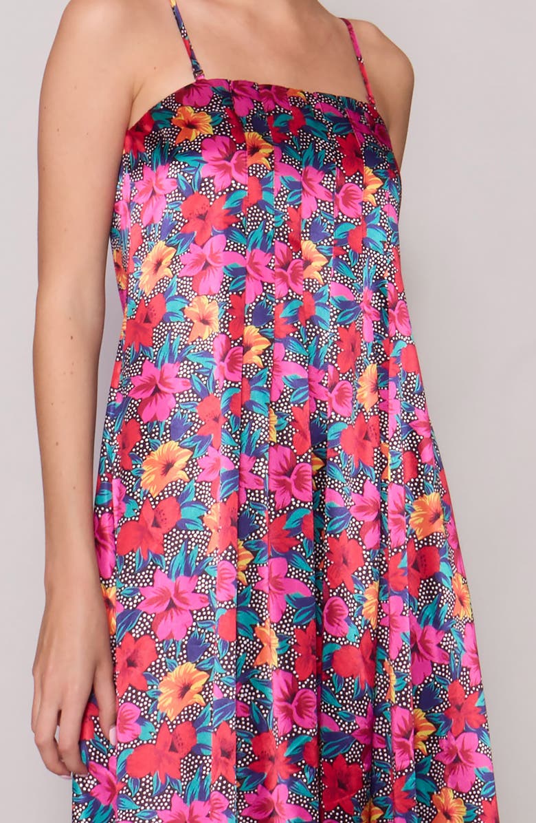 MELLODAY Print Sleeveless Satin Maxi Dress, Alternate, color, Black Magenta Multi