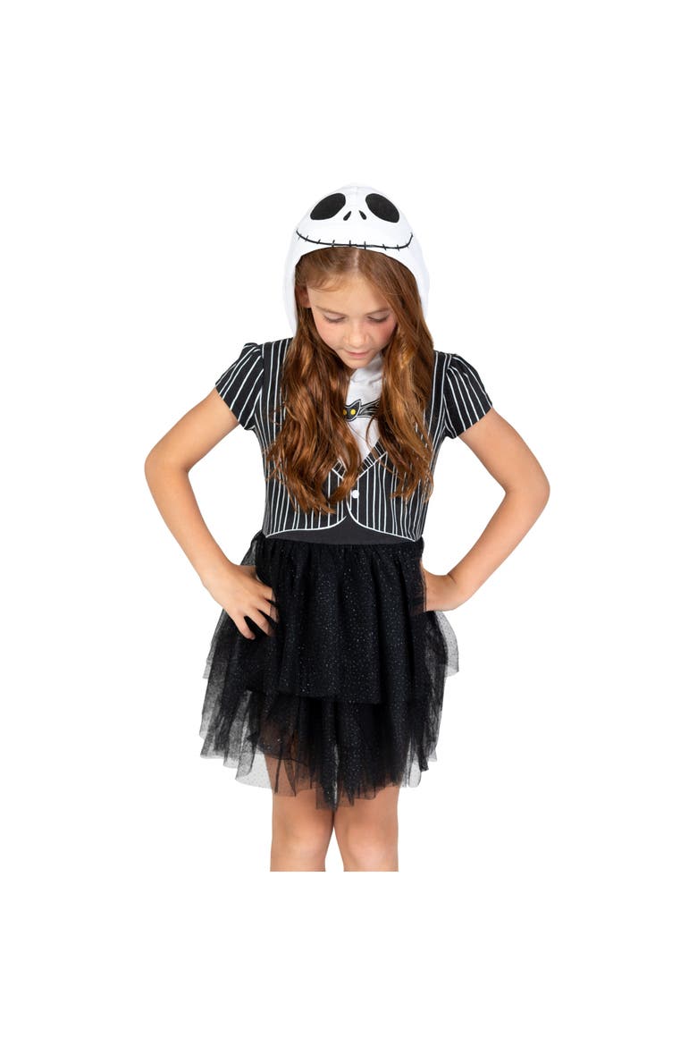 Nightmare Before Christmas Jack Skellington Hooded Tutu Dress, Alternate, color, Jack Skellington Black