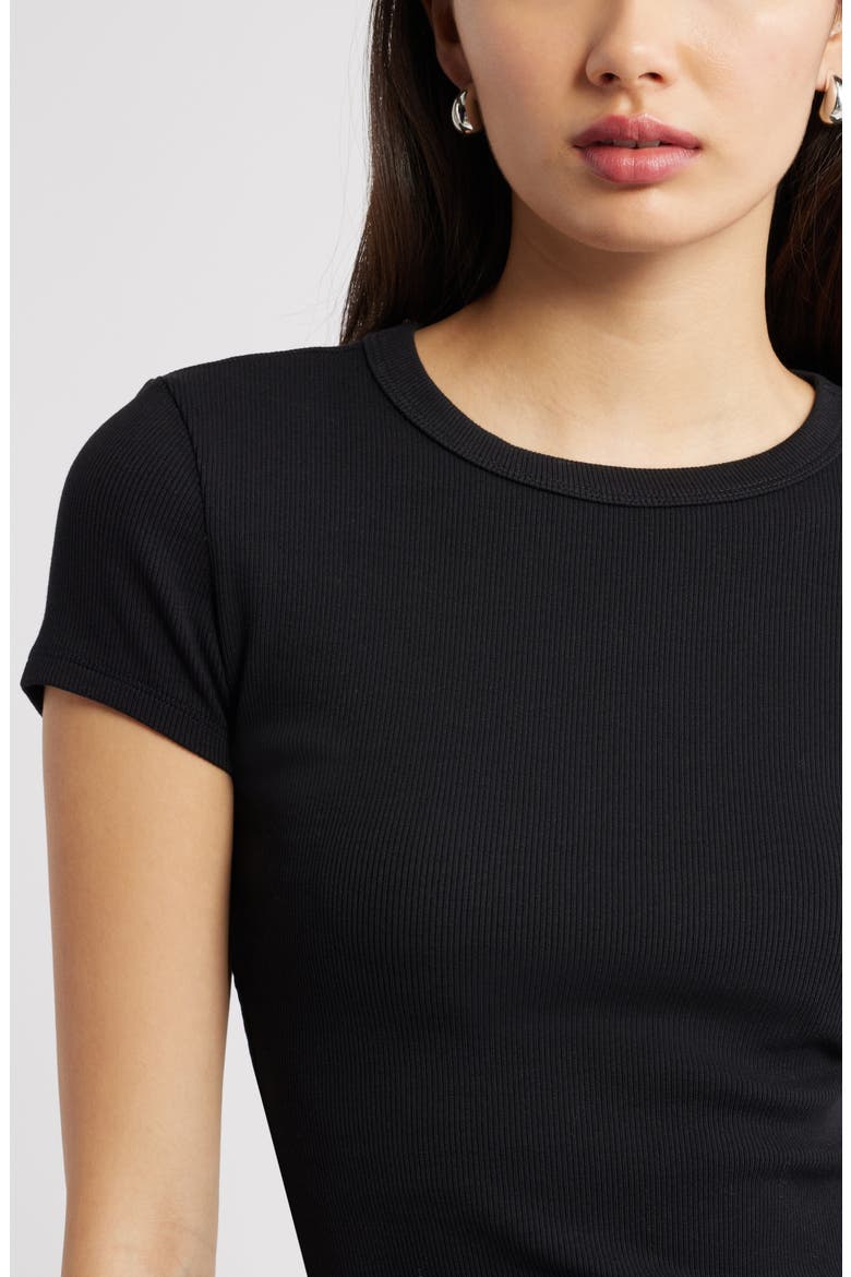 Rib Short Sleeve Shirt, Alternate, color, BLACK