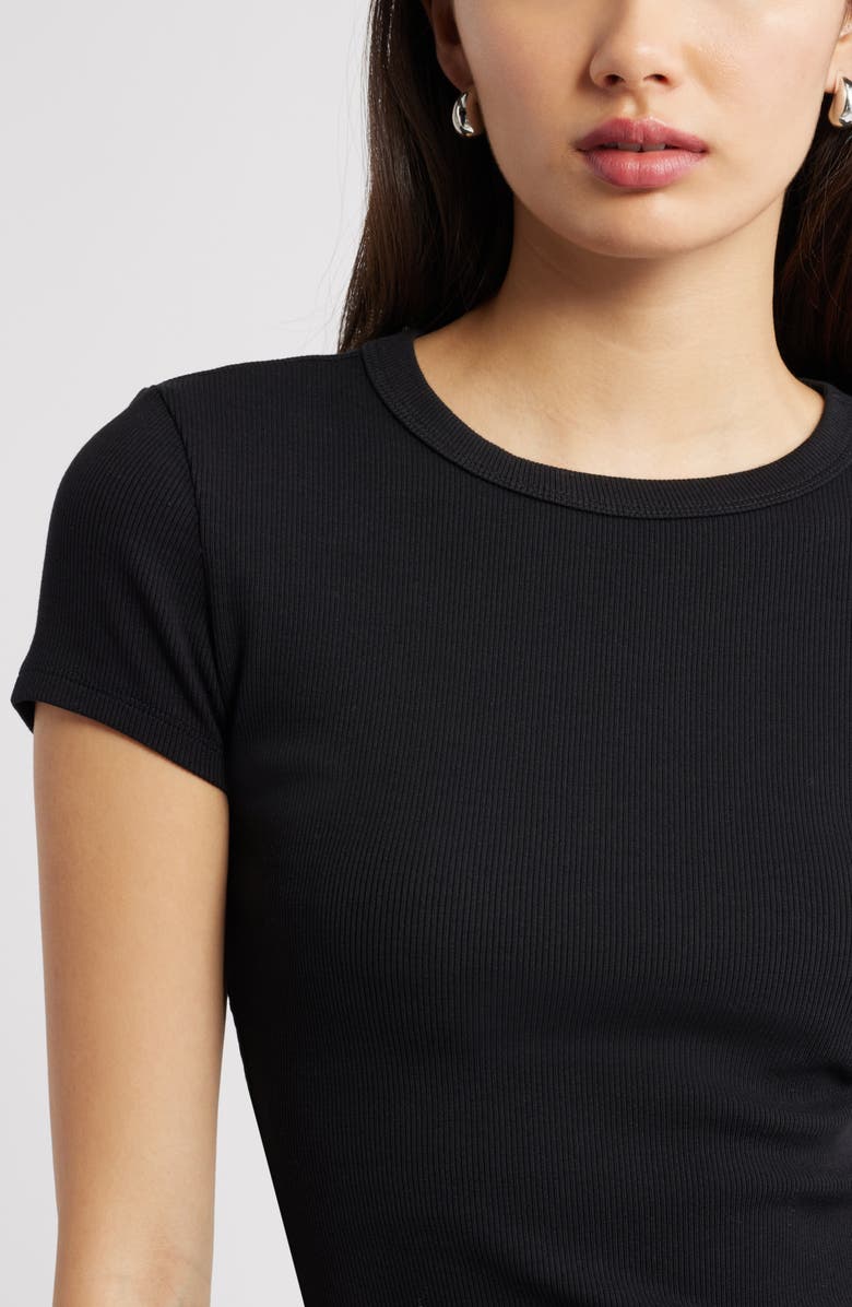 Open Edit Rib Short Sleeve Shirt, Alternate, color, Black