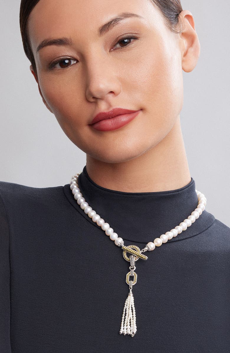 LAGOS Luna Pearl Tassel Necklace, Alternate, color, 