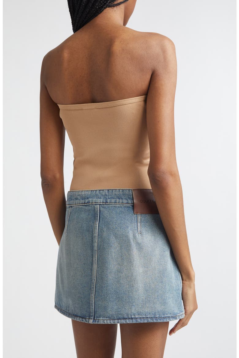 Buckle Detail Bustier Knit Top, Alternate, color, NATURAL