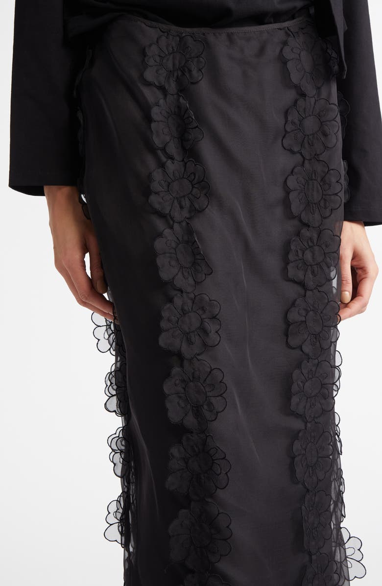 Cecilie Bahnsen Olympia Floral Appliqué Silk Pencil Skirt, Alternate, color,