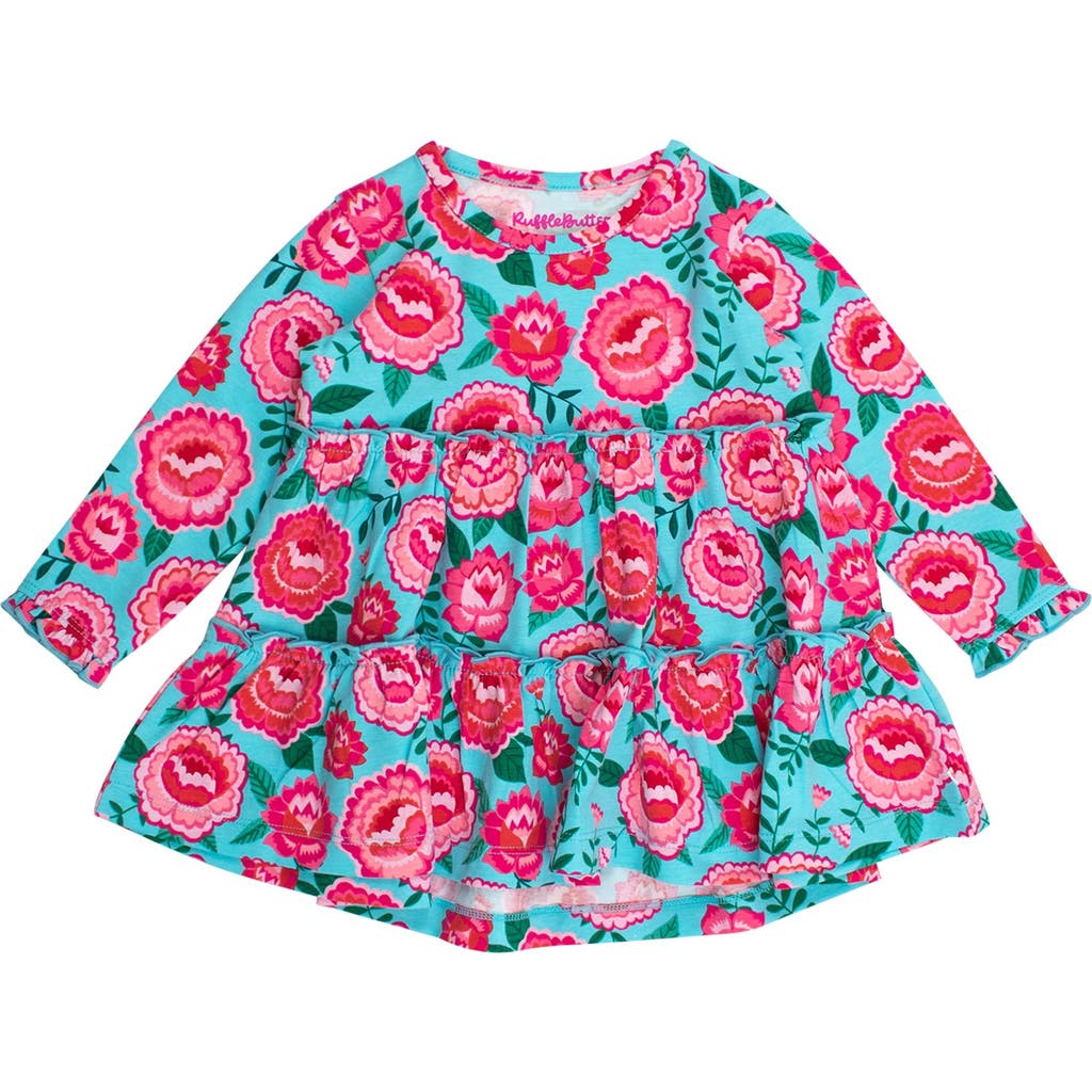 Rufflebutts Babies' Knit Ruffle Tiered Tunic In Green