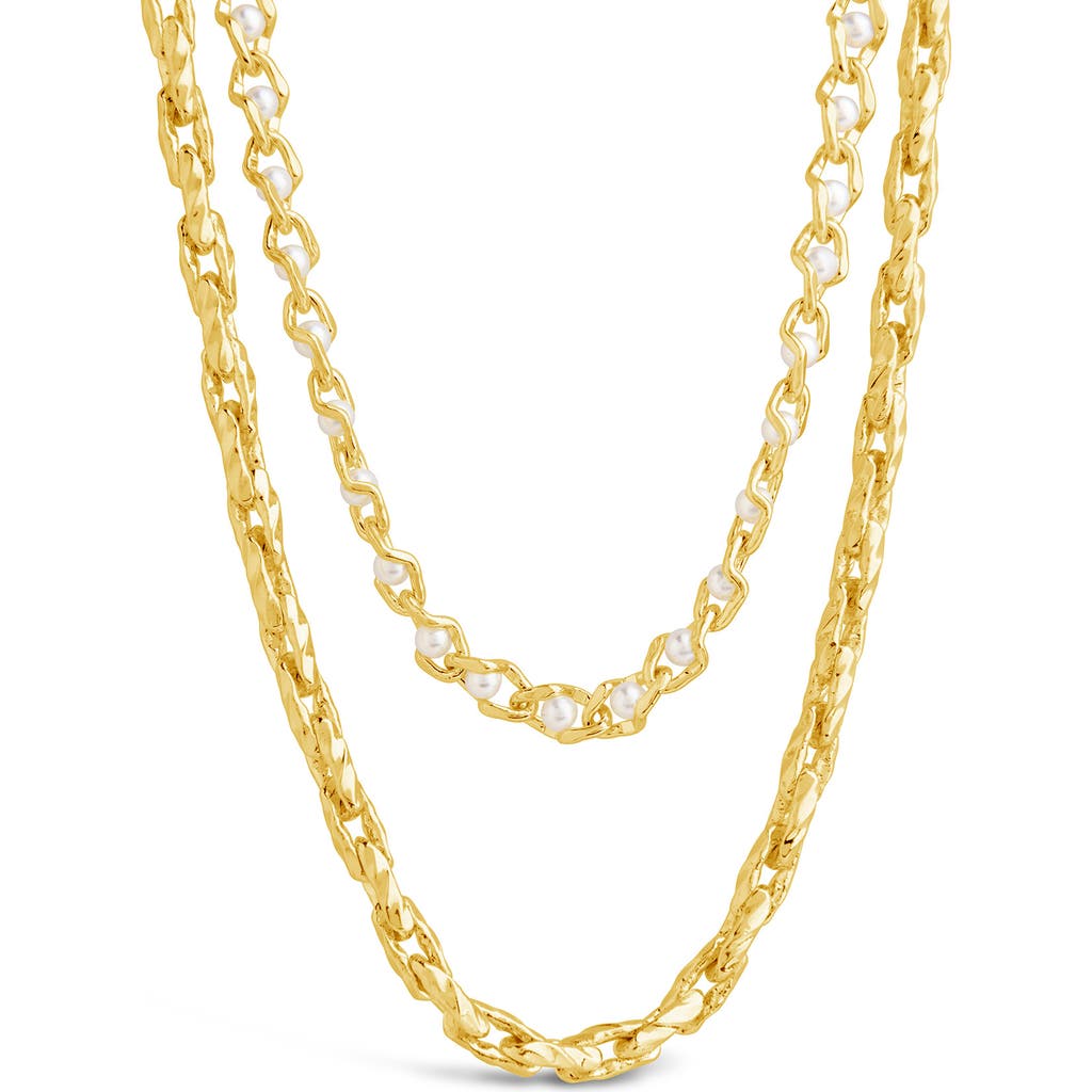 Sterling Forever Amadea Imitation Pearl Multistrand Necklace In Gold