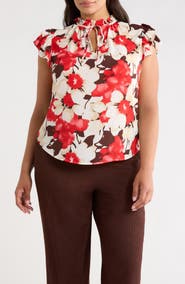 Anne Klein Ruffle Tie Neck Top
