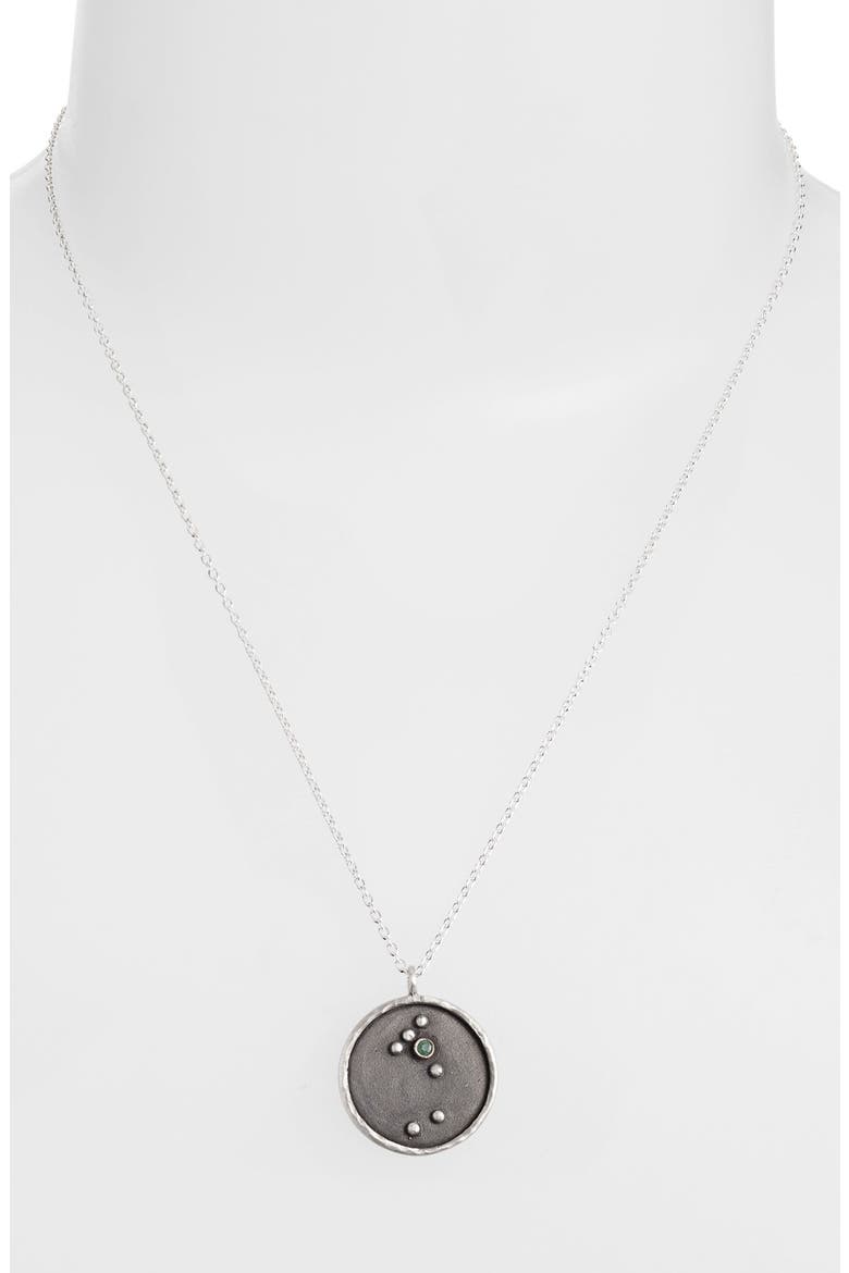 Reversible Constellation Pendant Necklace, Alternate, color, SILVER EMERALD- TAURUS
