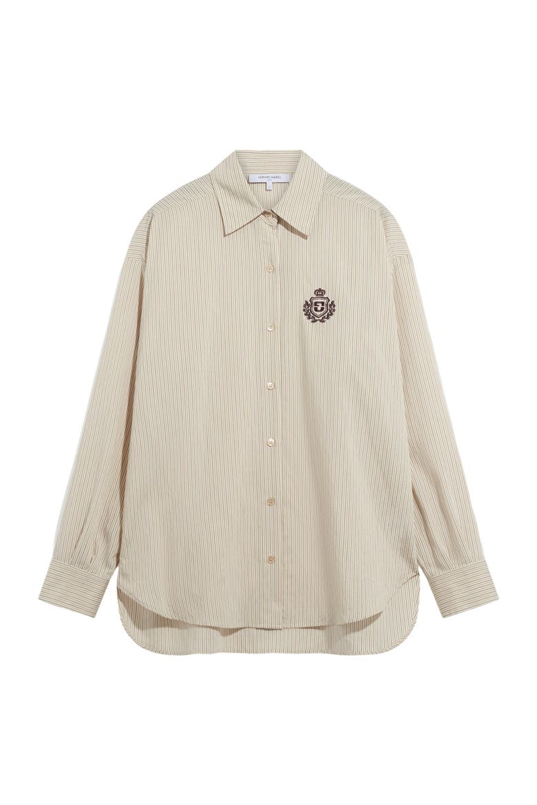 Lys Striped Embroidered Detail Shirt, Alternate, color, Beige