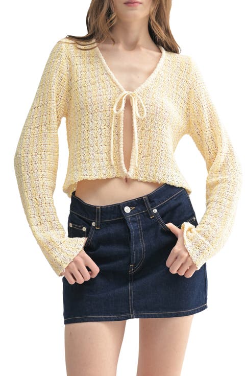 Textured Tie Front Crop Cardigan