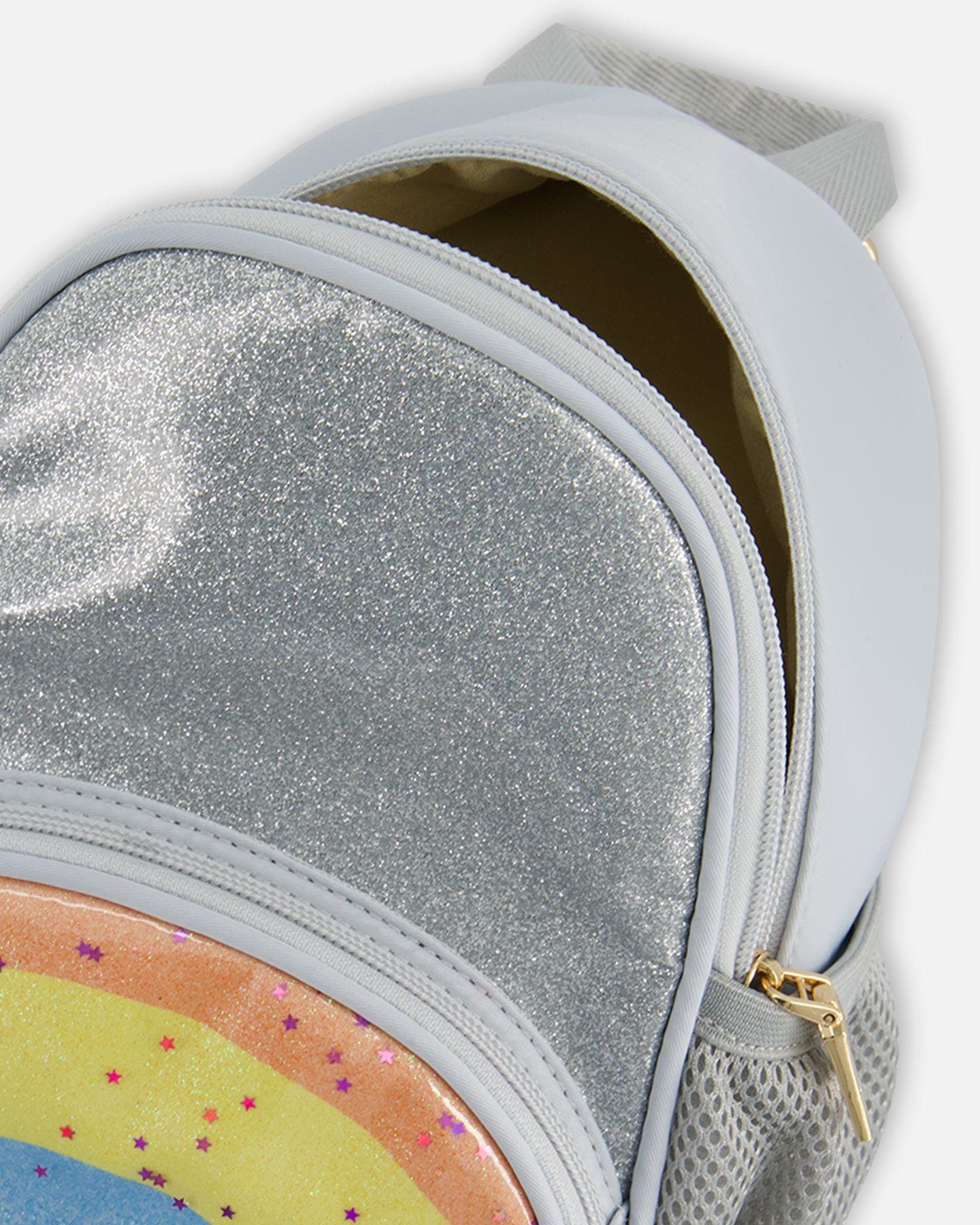 Deux par Deux Girl's Back Pack With Rainbow Pocket Silver, Alternate, color, 