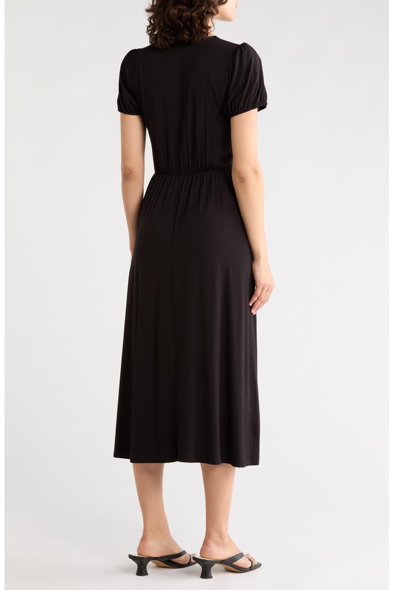 Short Sleeve Keyhole Midi Dress, Alternate, color, BLACK
