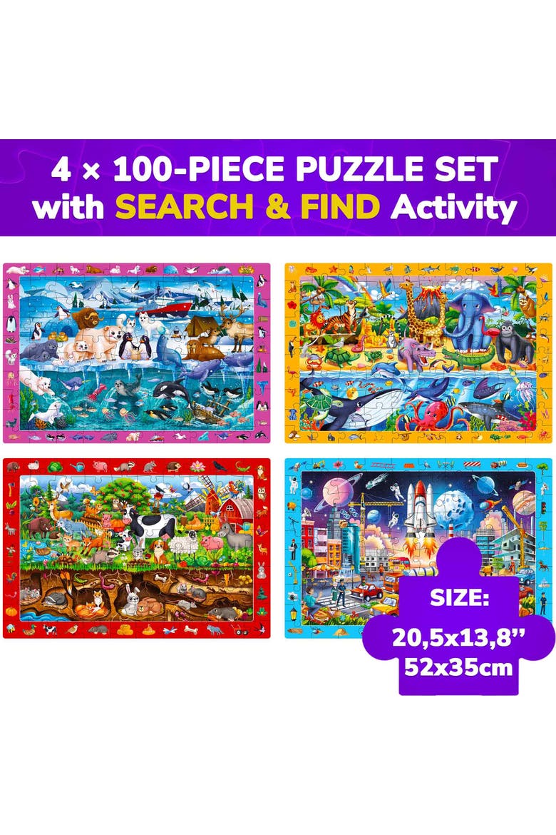 Kids Jigsaw Puzzles 100 Piece - Animal, City, Nature & Everyday Life Themes, Alternate, color, Above and Beyond