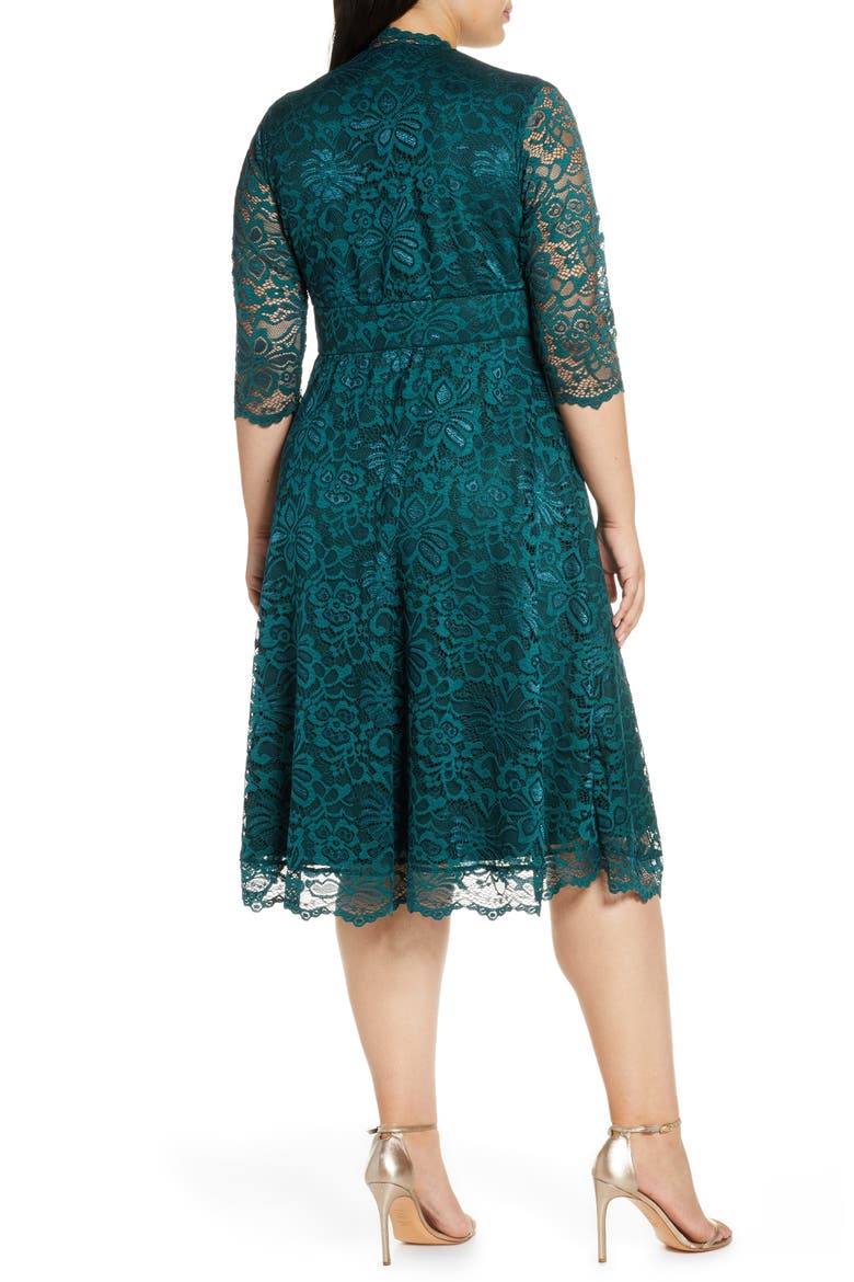 Mademoiselle Lace A-Line Dress, Alternate, color, EMERALD GREEN