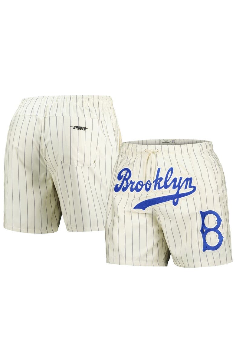 PRO STANDARD Men's Pro Standard Cream Brooklyn Dodgers Cooperstown Collection Pinstripe Retro Classic Woven Shorts, Main, color, 