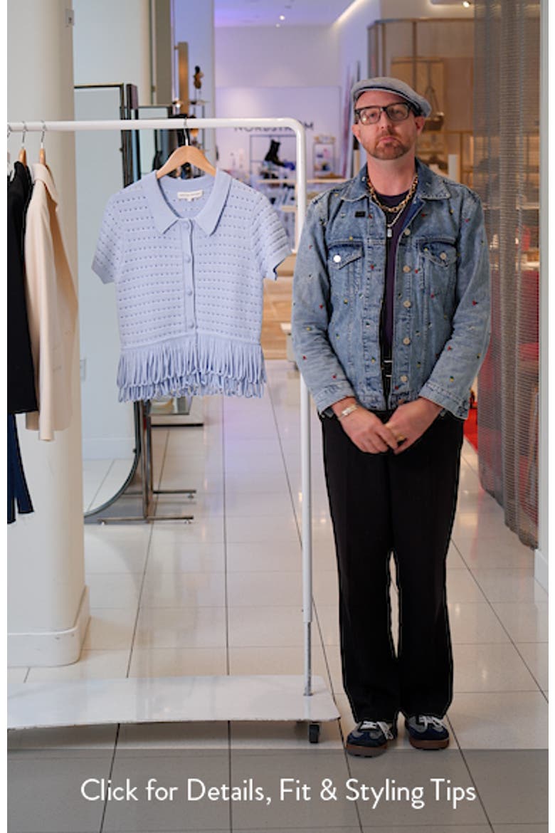 Fringe Trim Knit Button-Up Top video