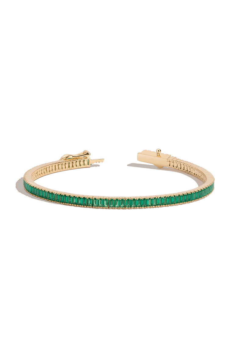 Lab Grown Emerald Baguette Tennis Bracelet, Alternate, color, Yellow Gold Vermeil