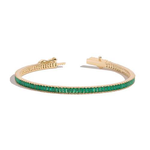 Aurate New York Lab Grown Emerald Baguette Tennis Bracelet In Green