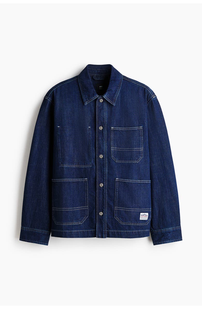H&M Denim Overshirt, Main, color, Dark Denim Blue