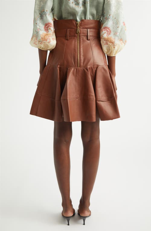 Zimmermann Hypnotic Pleated Leather Mini Skirt In Multi