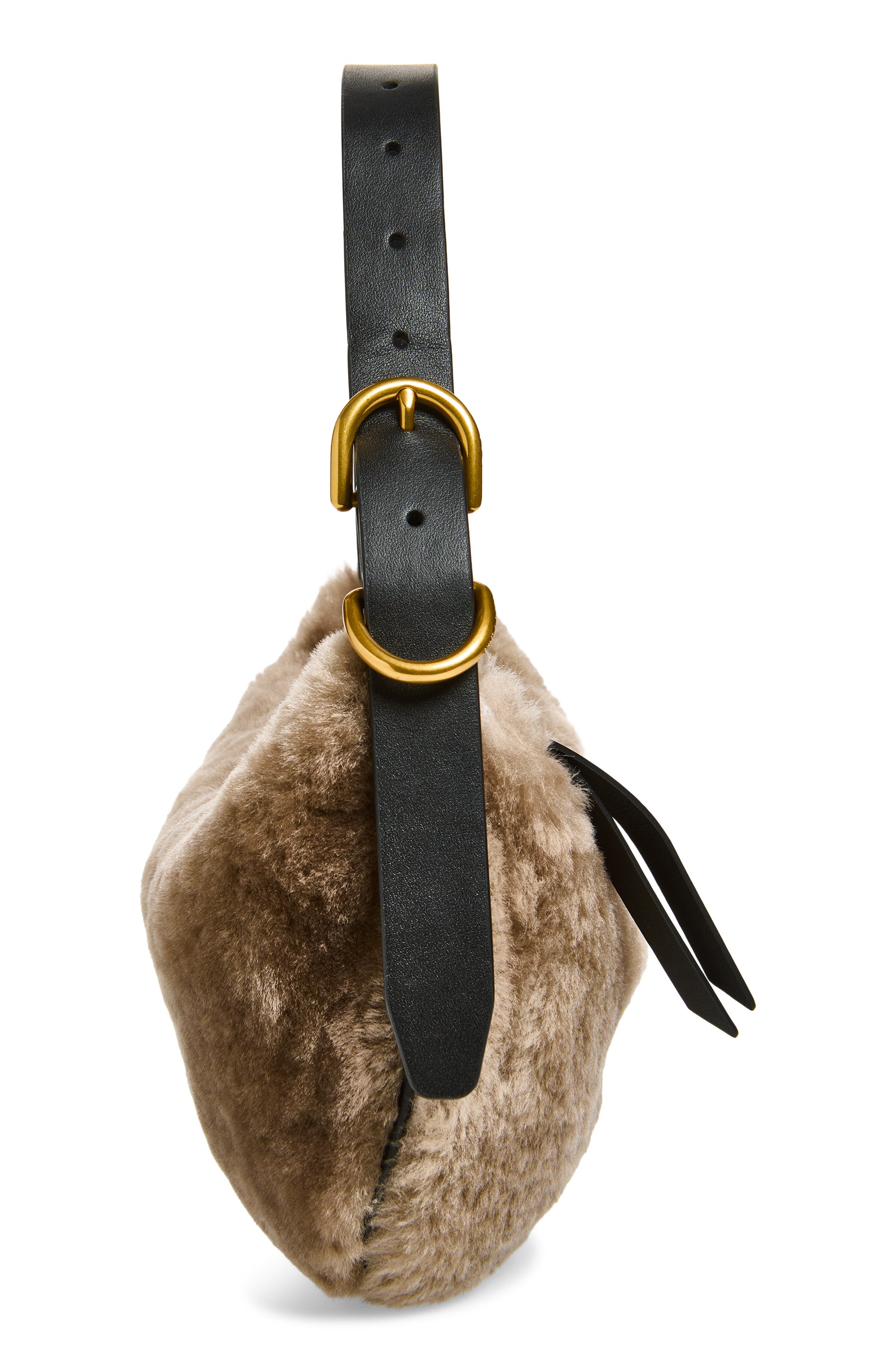 Mercer Small Genuine Shearling Hobo, Alternate, color, MINK