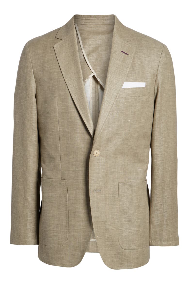 Cotton & Linen Blazer, Alternate, color, KHAKI
