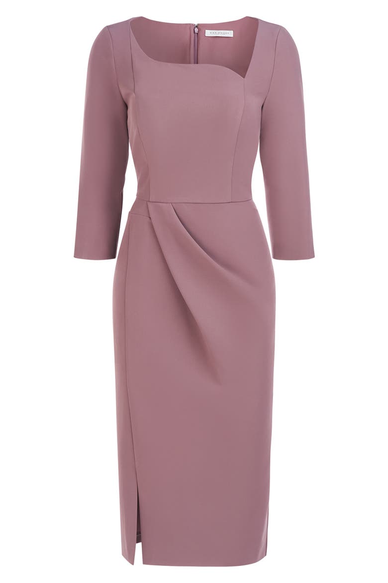 Anya Draped Midi Sheath Dress, Alternate, color, MINK