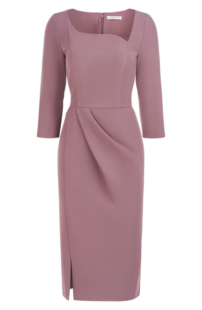 Kay Unger Anya Draped Midi Sheath Dress, Alternate, color, 